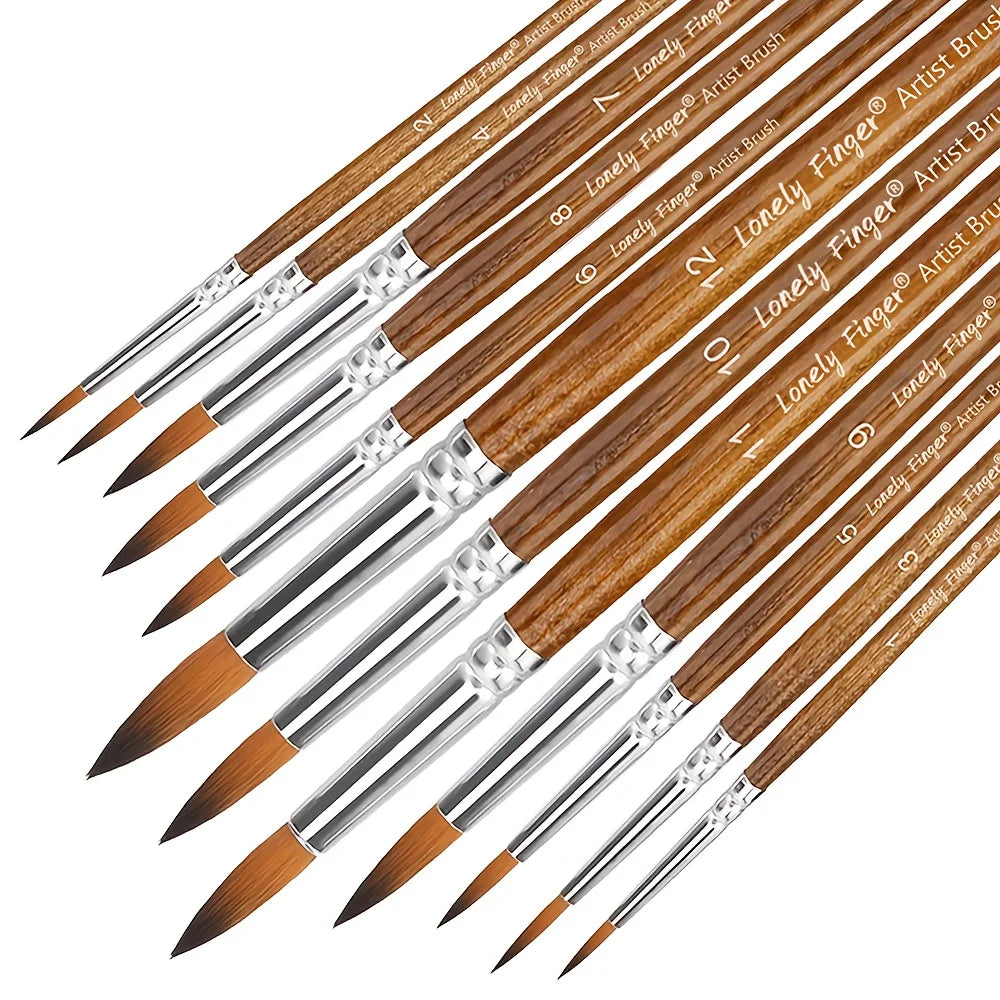 Professional Paint Brush Set (12pcs) – Nylon Round Tips for All Media - ARTORIA