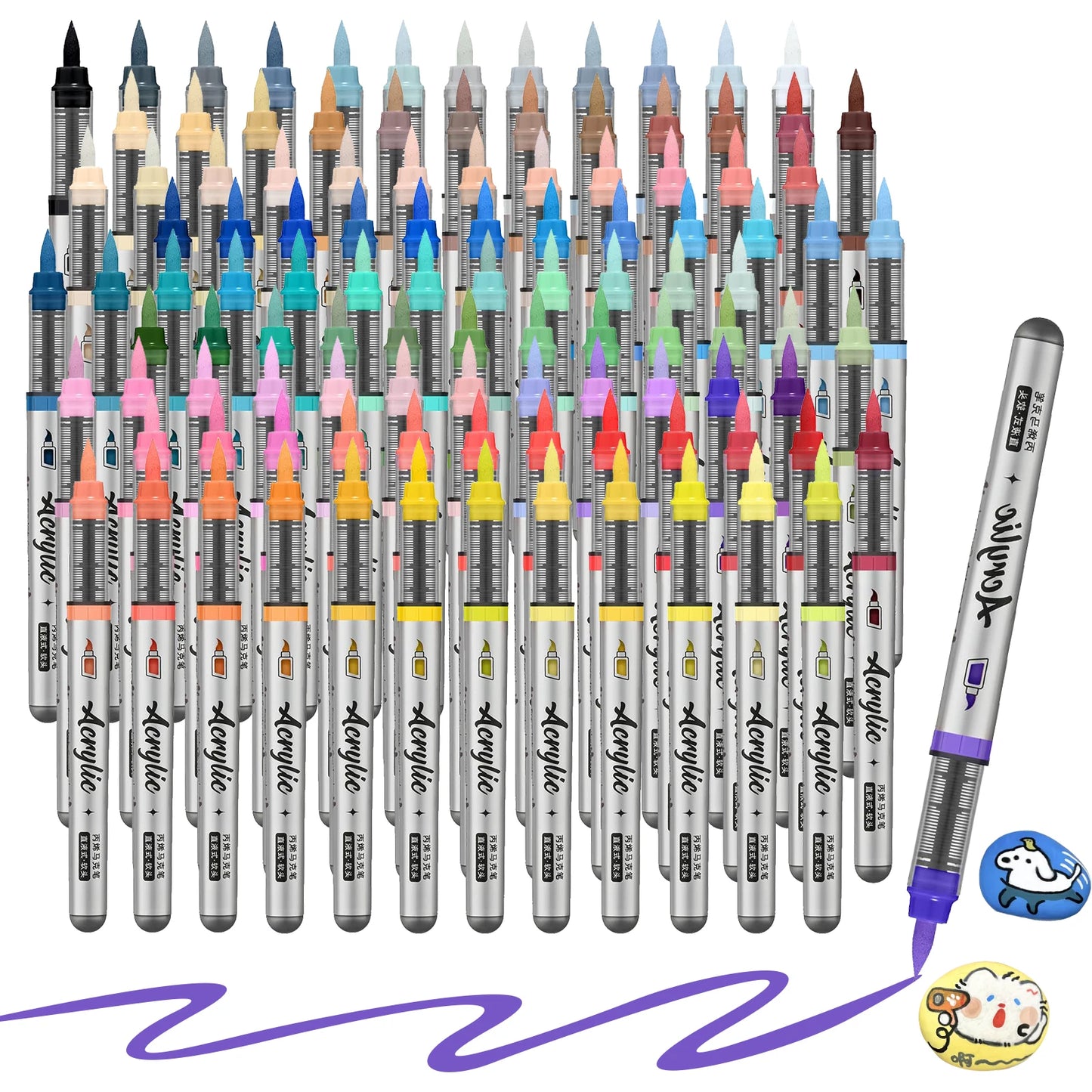 12pc Acrylic Paint Markers Set – Brush Tip, 9 Color Series for Artists - ARTORIA