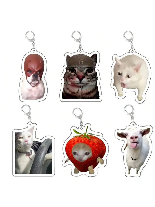 Silly Cat Dog Goat Animal Keychain MEMES Phone/Bag/Wallet Charm - ARTORIA