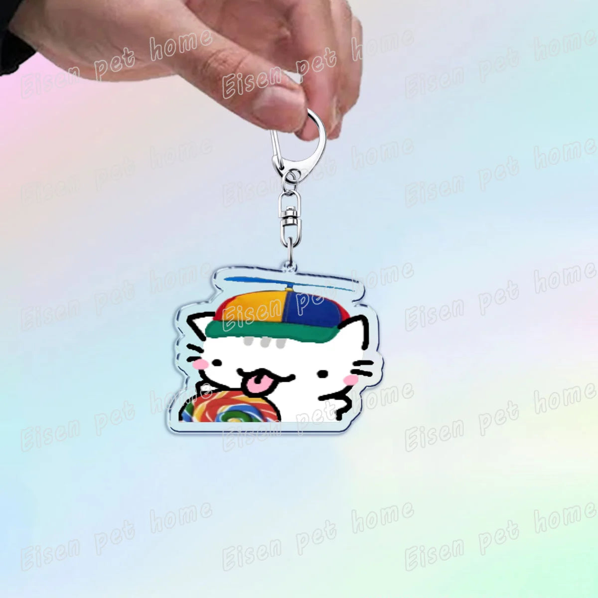 Kawaii Strawberry Cat Keychain – Cute Cartoon Kitten Bag Charm, Funny Meme Gift for Fans - ARTORIA