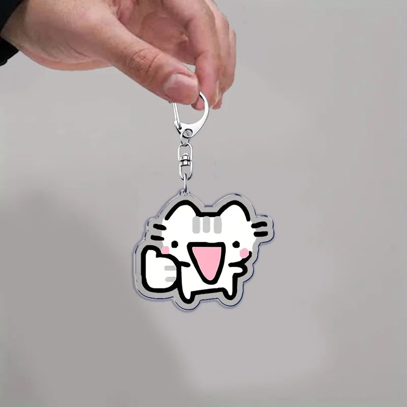 Kawaii Strawberry Cat Keychain – Cute Cartoon Kitten Bag Charm, Funny Meme Gift for Fans - ARTORIA