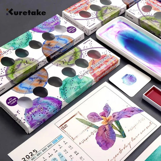 Kuretake Gansai Tambi 2025 Granulating Watercolor Set – 5 Solid Artist Pigments - ARTORIA