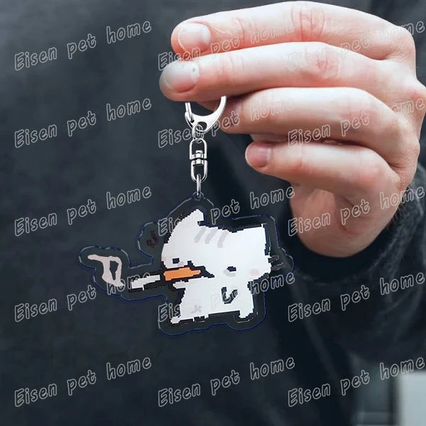 Kawaii Strawberry Cat Keychain – Cute Cartoon Kitten Bag Charm, Funny Meme Gift for Fans - ARTORIA