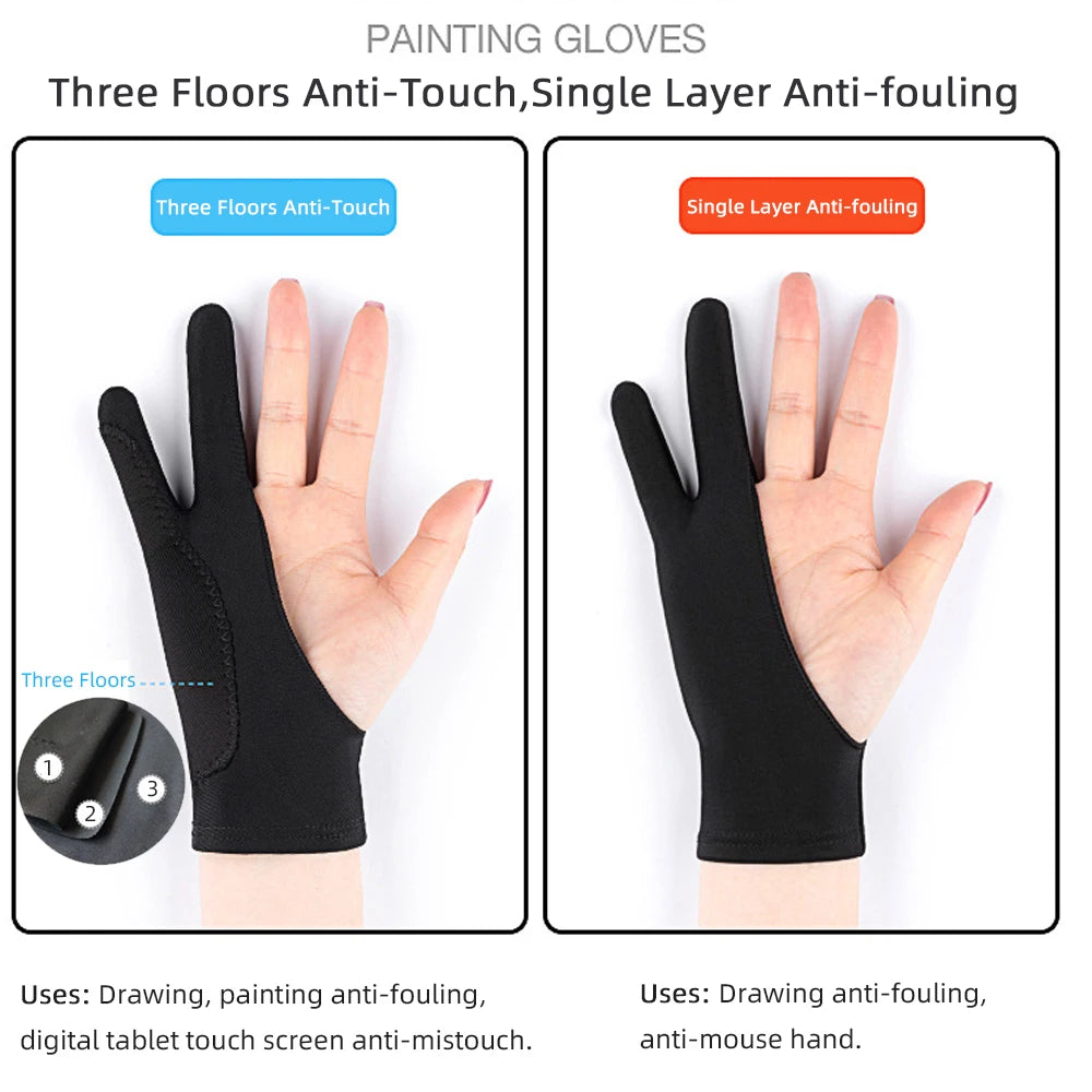 Two-Finger Digital Art Glove – Anti-Smudge Drawing Glove for Tablets (Left/Right Hand) - ARTORIA