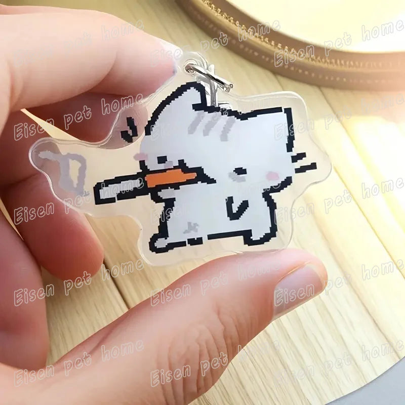 Kawaii Strawberry Cat Keychain – Cute Cartoon Kitten Bag Charm, Funny Meme Gift for Fans - ARTORIA