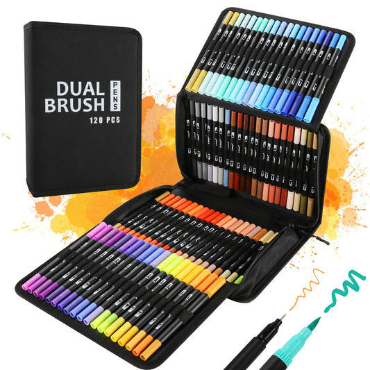 Dual Tip Watercolor Brush Pens – 12/48/72/132 Color Set for Drawing, Calligraphy & Painting - ARTORIA