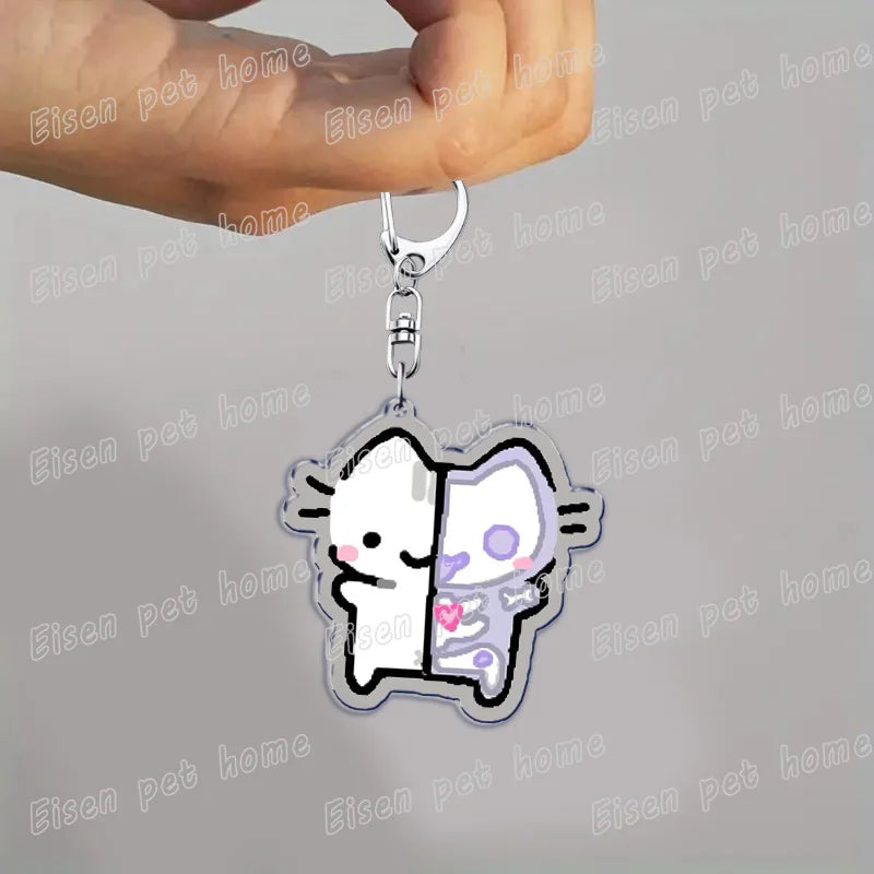 Kawaii Strawberry Cat Keychain – Cute Cartoon Kitten Bag Charm, Funny Meme Gift for Fans - ARTORIA
