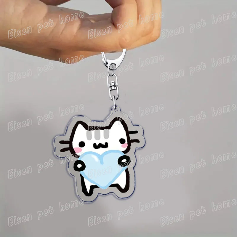 Kawaii Strawberry Cat Keychain – Cute Cartoon Kitten Bag Charm, Funny Meme Gift for Fans - ARTORIA