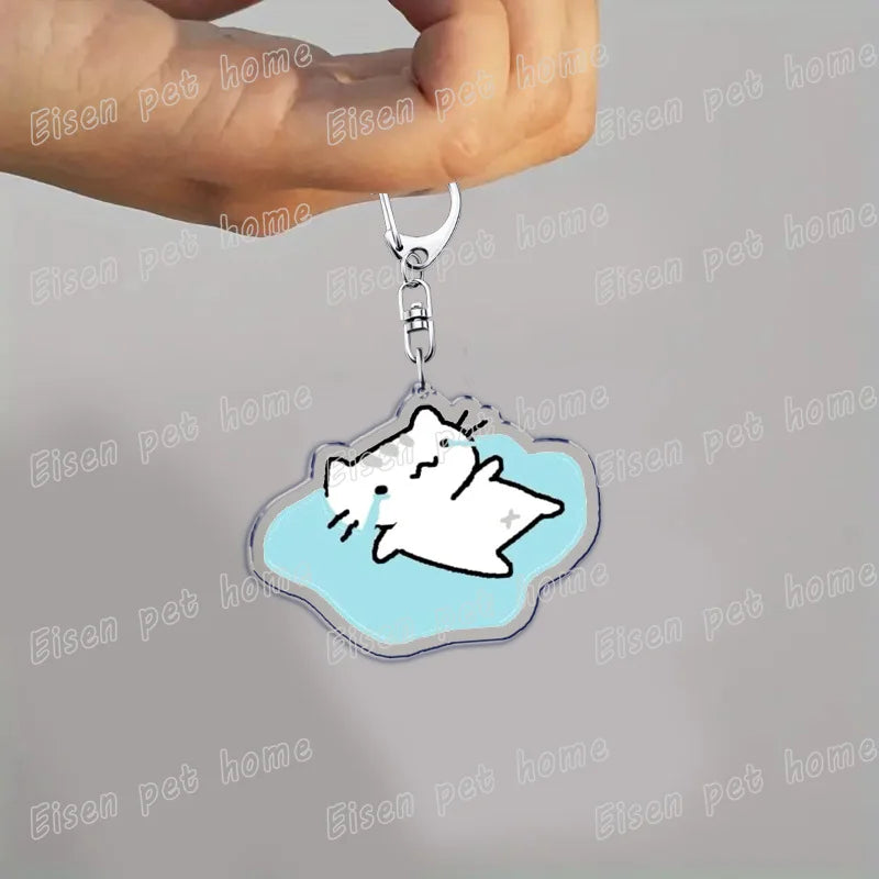 Kawaii Strawberry Cat Keychain – Cute Cartoon Kitten Bag Charm, Funny Meme Gift for Fans - ARTORIA