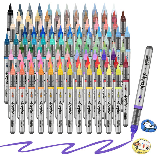 12pc Acrylic Paint Markers Set – Brush Tip, 9 Color Series for Artists - ARTORIA