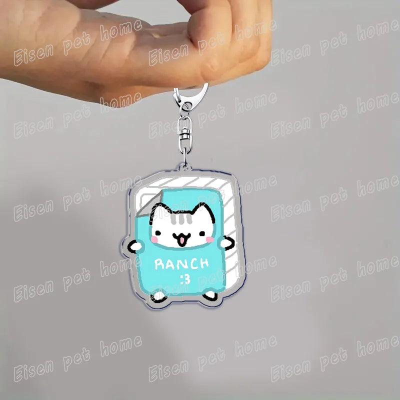 Kawaii Strawberry Cat Keychain – Cute Cartoon Kitten Bag Charm, Funny Meme Gift for Fans - ARTORIA
