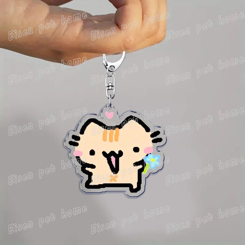 Kawaii Strawberry Cat Keychain – Cute Cartoon Kitten Bag Charm, Funny Meme Gift for Fans - ARTORIA