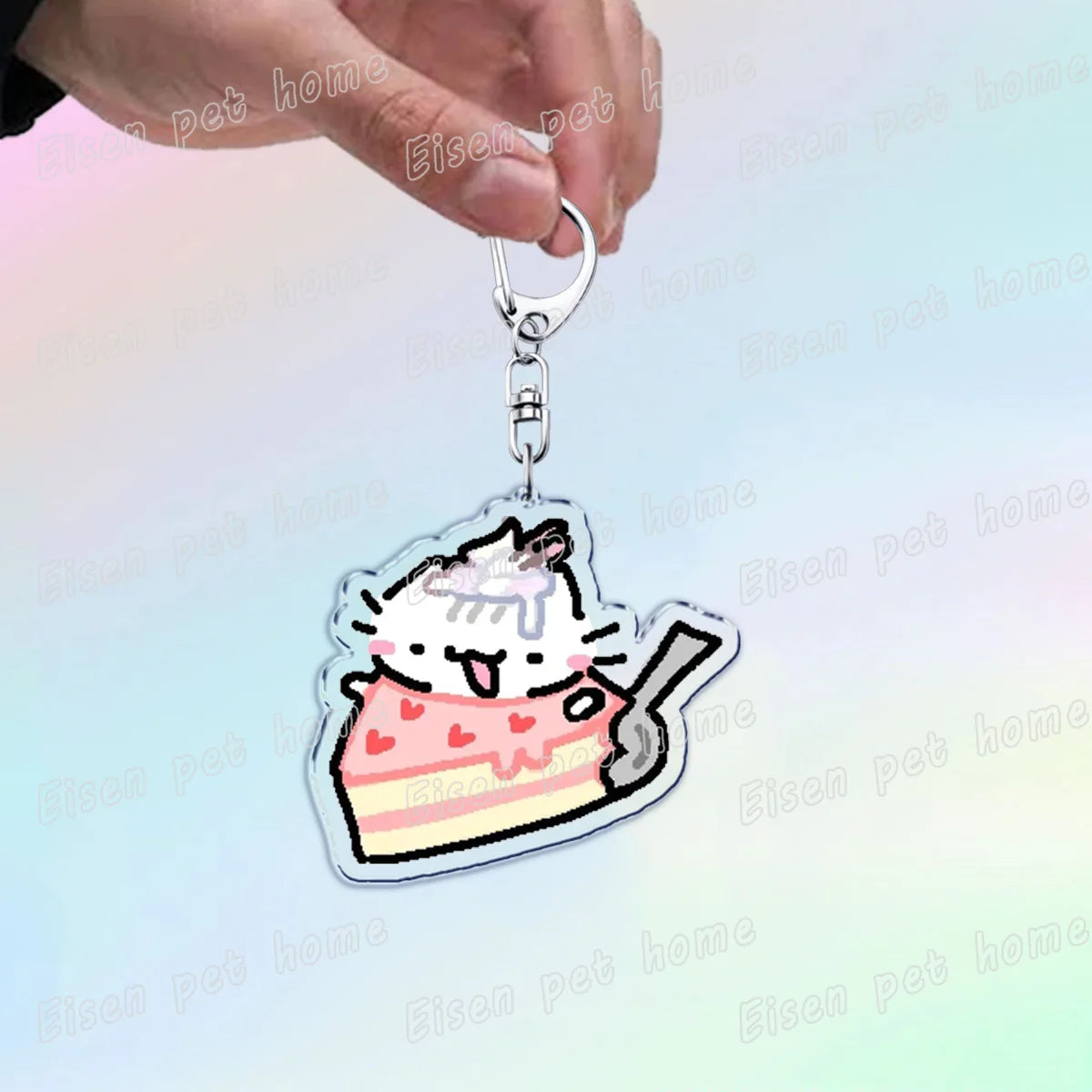 Kawaii Strawberry Cat Keychain – Cute Cartoon Kitten Bag Charm, Funny Meme Gift for Fans - ARTORIA
