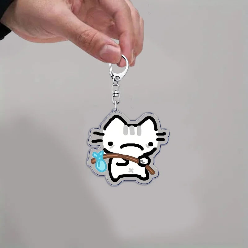 Kawaii Strawberry Cat Keychain – Cute Cartoon Kitten Bag Charm, Funny Meme Gift for Fans - ARTORIA